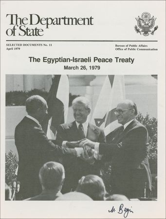 Lot #184 Menachem Begin Signed Photograph and Booklet - Image 2