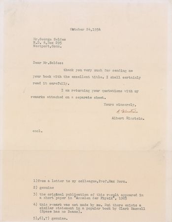 Lot #242 Albert Einstein: Einstein can't believe that God plays dice with the world - Image 1