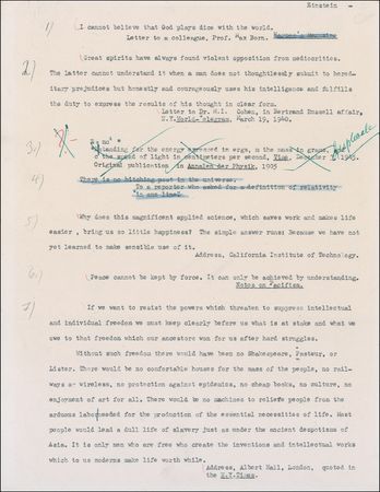 Lot #242 Albert Einstein: Einstein can't believe that God plays dice with the world - Image 2