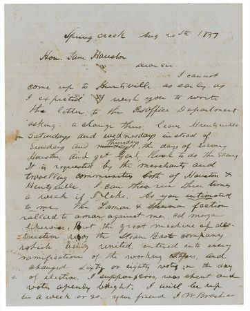 Lot #271 Sam Houston Autograph Docketing Notation - Image 2