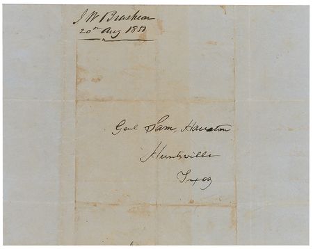 Lot #271 Sam Houston Autograph Docketing Notation - Image 1