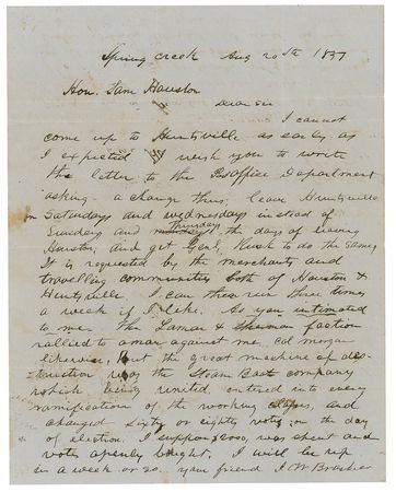 Lot #271 Sam Houston Autograph Docketing Notation - Image 3