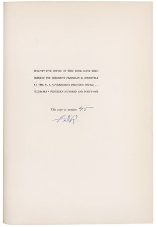 Lot #139 Franklin D. Roosevelt: In December 1941, FDR issues his collection of speeches which question his patriotic dedication in a time of dire need - Image 2