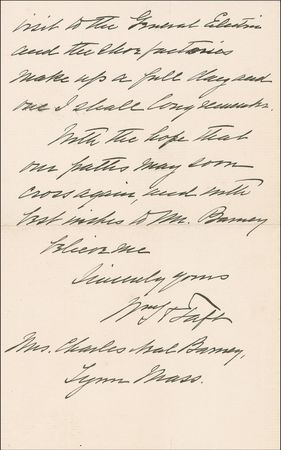 Lot #147 William H. Taft: “I am sorry to have missed the dinner but it was my own fault and I deserved the punishment” - Image 2