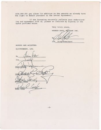 Lot #898 Sex Pistols: The Sex Pistols sign on for the tumultuous Russ Meyer biopic film that never happened! - Image 2