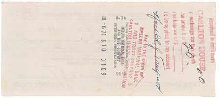 Lot #1577 Pie Traynor: Exceptionally scarce check, signed twice in full - Image 2