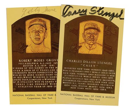 Lot #1568 Casey Stengel and Lefty Grove Hall of Fame Cards - Image 1
