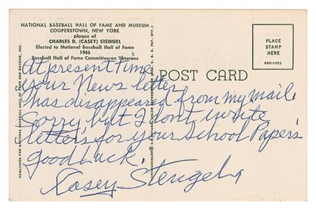 Lot #1568 Casey Stengel and Lefty Grove Hall of Fame Cards - Image 2