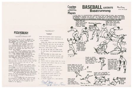 Lot #1367 Max Carey: Carey reveals his secrets to stealing bases, as well as an uncommon full signature - Image 1