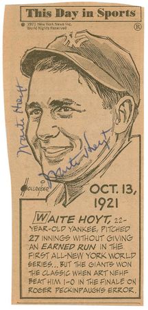 Lot #1450 Waite Hoyt Signed Photograph and Signature - Image 2