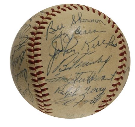 Lot #1523 NY Yankees: 1957 team ball including Mantle, Kubek, Berra, and Ford - Image 2