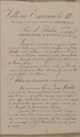 Lot #327 Benito Mussolini and Vittorio Emanuele III Signed Document - Image 1