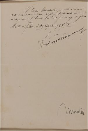Lot #327 Benito Mussolini and Vittorio Emanuele III Signed Document - Image 2