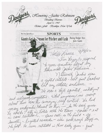 Lot #1393 Carl Erskine: Playing with Jackie Robinson: ?What impressed me most about him was his amazing self control. He had many indignities thrust upon him?insulting & bigoted remarks - even some rough stuff on the field? - Image 1