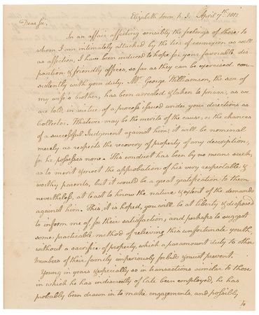 Lot #216 Jonathan Dayton: “The son of my wife’s brother, has been arrested and taken to prison” - Image 1
