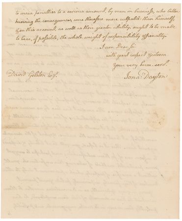 Lot #216 Jonathan Dayton: “The son of my wife’s brother, has been arrested and taken to prison” - Image 2