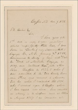 Lot #53 Millard Fillmore: The ex-president modestly omits mention of his White House years from an autobiographical letter - Image 1