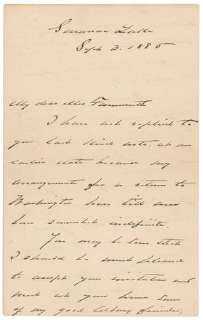 Lot #28 Grover Cleveland: “I have had a very restful vacation and I think a pretty long one; and I feel that I should be at work again” - Image 1