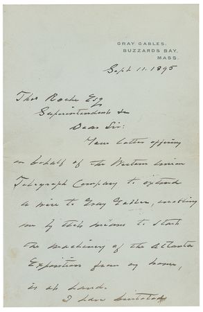 Lot #29 Grover Cleveland: Cleveland ponders a telegraph line to Gray Gables - Image 1