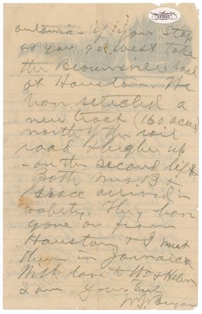 Lot #195 William Jennings Bryan Handwritten Letter Signed - Image 2
