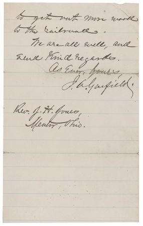 Lot #63 James A. Garfield: “Please ask Barbour, station master, what it will cost per bbl. to ship potatoes to Washington” - Image 2
