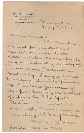 Lot #598 Joyce Kilmer: ?Why not send the mss. ?Salamanca? with pictures to Ambrose Raynes, National Geographic Magazine?Its acceptance would bring thousands of dollars!? - Image 1