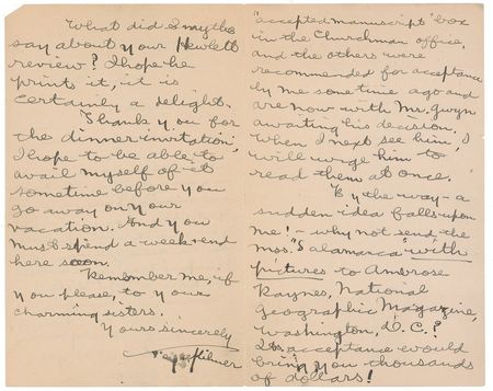 Lot #598 Joyce Kilmer: ?Why not send the mss. ?Salamanca? with pictures to Ambrose Raynes, National Geographic Magazine?Its acceptance would bring thousands of dollars!? - Image 2