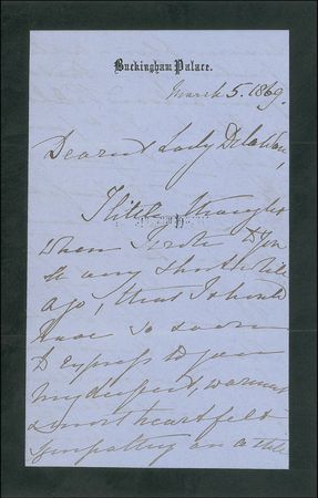 Lot #339 Queen Victoria: Victoria offers condolences for ?your irreparable loss!? during her own period of mourning - Image 1