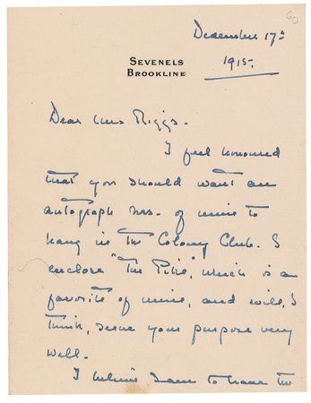 Lot #612 Amy Lowell Handwritten Letter Signed - Image 1
