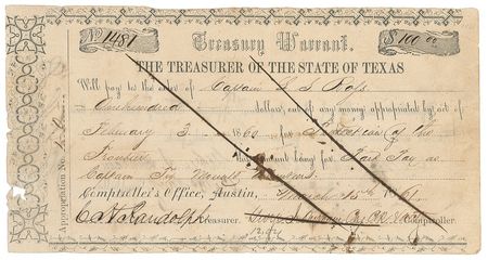 Lot #168 Sam Houston and L. S. ?Sul? Ross - Image 1