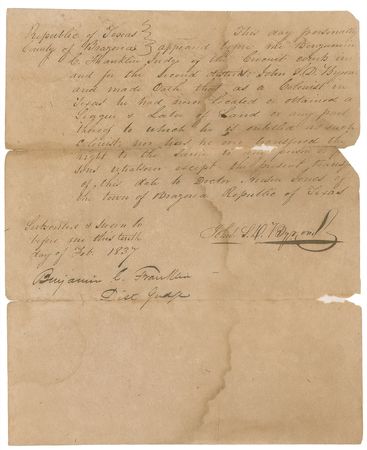 Lot #77 Texas Declaration of Independence Signers - Image 8