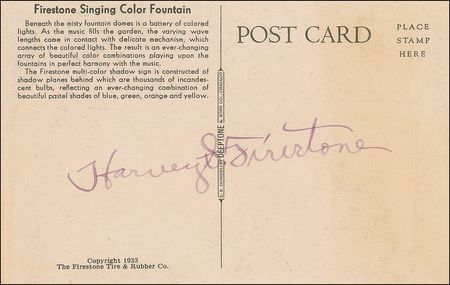 Lot #254 Harvey Firestone Postcard - Image 1