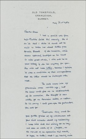 Lot #736 Frank Swinnerton Handwritten Letter Signed - Image 1