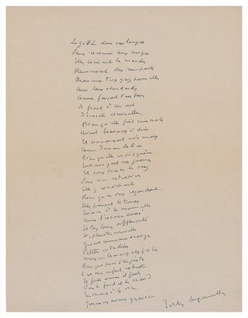 Lot #734 Jules Supervielle: Supervielle pens an original lyrical poem - Image 2