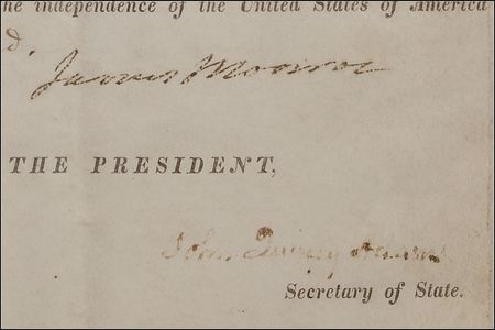 Lot #99 James Monroe and John Quincy Adams: Monroe and Adams sign a patent for chaffing wheat - Image 3