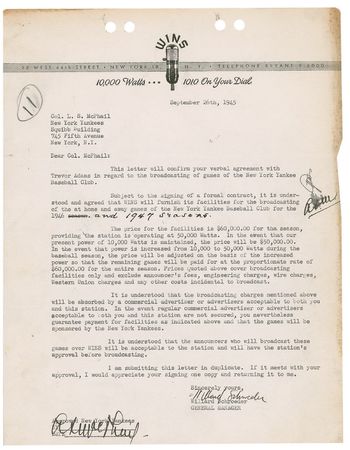 Lot #1530 Larry and Lee MacPhail: Uncommon documents from the legendary MacPhails - Image 2