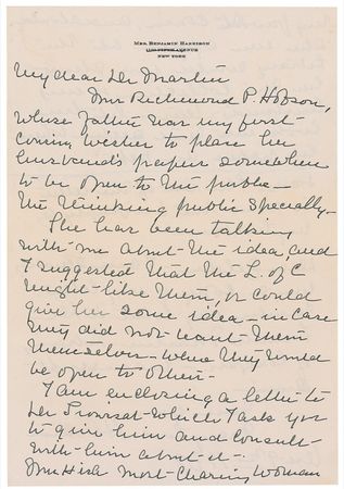 Lot #69 Mary Lord Harrison Handwritten Letter Signed - Image 1