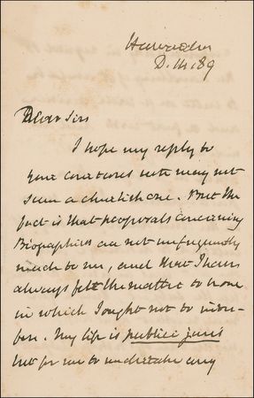 Lot #262 William Gladstone: ?My life is publici juris?I have never on the other hand felt myself entitled to discourage any one who was inclined to take up the subject? - Image 1