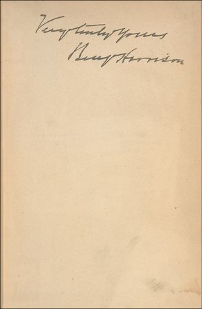 Lot #67 Benjamin Harrison: Harrison signs his published study of the presidency - Image 1