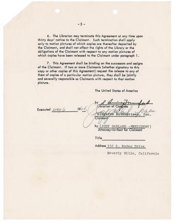 Lot #1220 Judy Garland: Garland preserves her films in the Library of Congress - Image 3