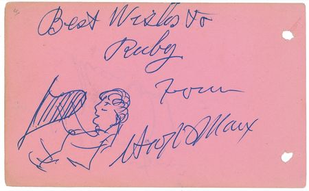 Lot #1304 Harpo Marx and Mae West: A trademark sketch and signature from two very different titans of entertainment - Image 1