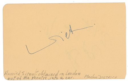 Lot #1399 Orson Welles and Marlene Dietrich Signatures - Image 2