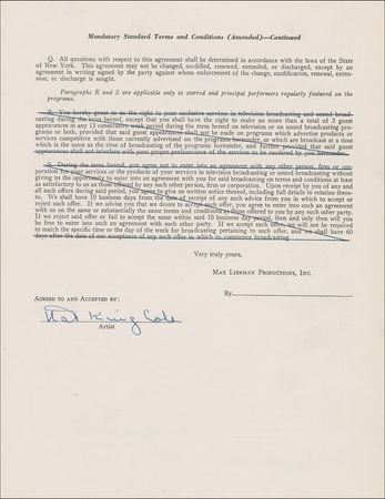 Lot #900 Nat King Cole Signed Document - Image 2