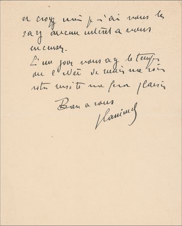 Lot #739 Maurice de Vlaminck: ?If I were a member of the Academie Goncourt Eugene Dabit would get my vote for the prize this year!? - Image 2