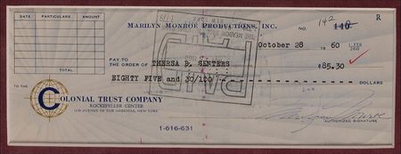 Lot #1313 Marilyn Monroe Check - Image 1