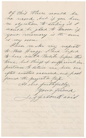 Lot #225 Jefferson Davis: Almost seven years after the end of the Civil War, Davis and Beauregard continue their feud - Image 2