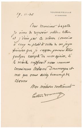 Lot #244 Gaston Doumergue - Image 1
