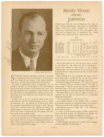 Lot #1581 NY Yankees: Hank Johnson and Bill Werber Book Pages - Image 1