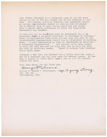 Lot #1596 NY Yankees: George Shears: ?I lost the game 3 to 2 in eleven innings. The pitcher for Baltimore was a tall left hander named Babe Ruth. That was his first year in organized baseball? - Image 2