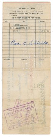 Lot #1595 NY Yankees: Jacob Ruppert and Ed Barrow Check - Image 2